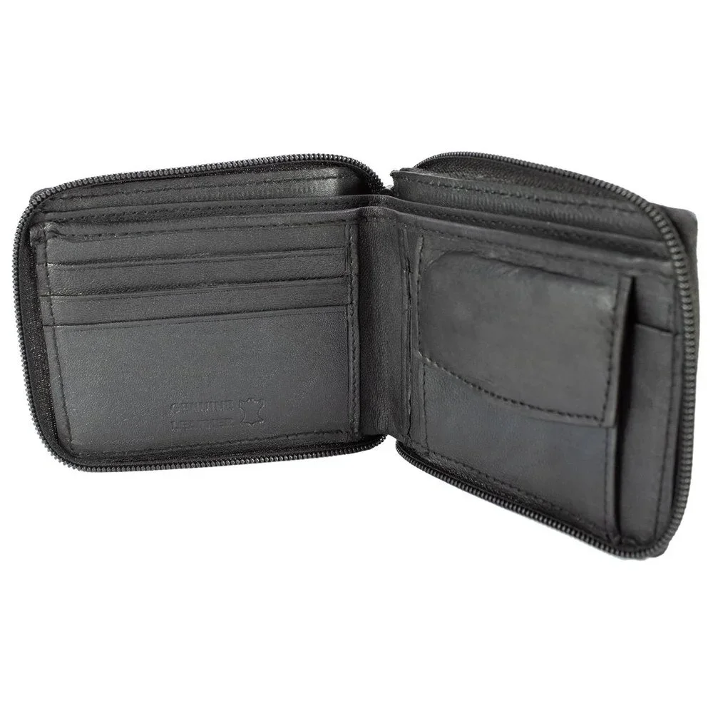 Men Lambskin Leather Bifold Wallet, Black
